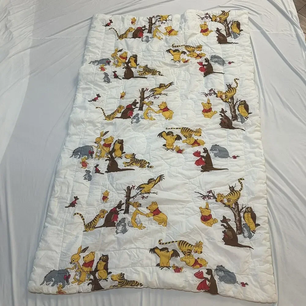 Vintage Winnie the Pooh Friends Comforter Baby Crib Blanket Quilted Thick Sears